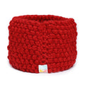 Thick Woolen Headband With Carved Button - Red 1566
