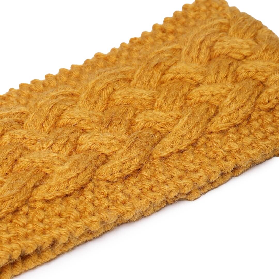 Cable Knit Criss Cross Headband - Mustard Yellow 2600