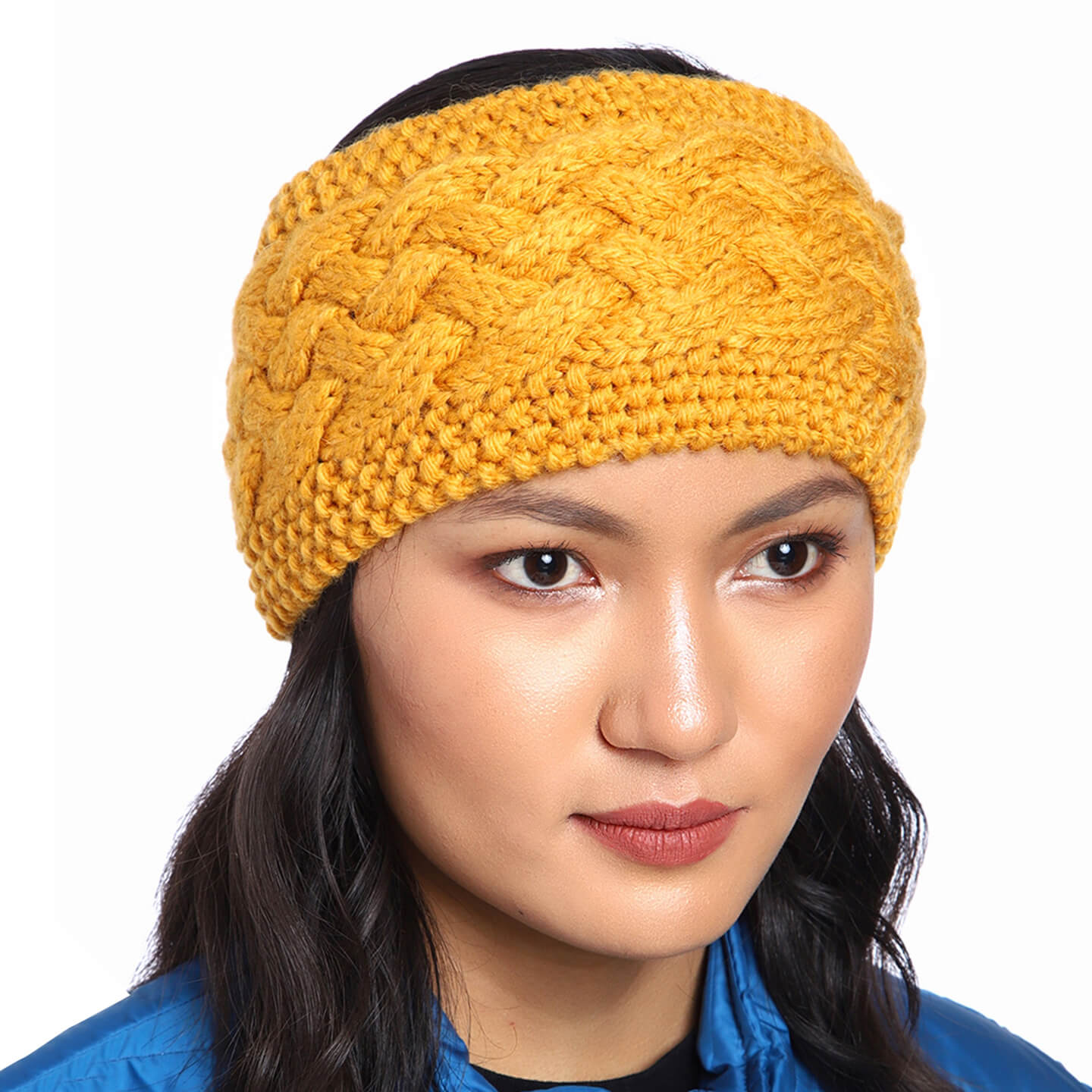 Cable Knit Criss Cross Headband - Mustard Yellow 2600