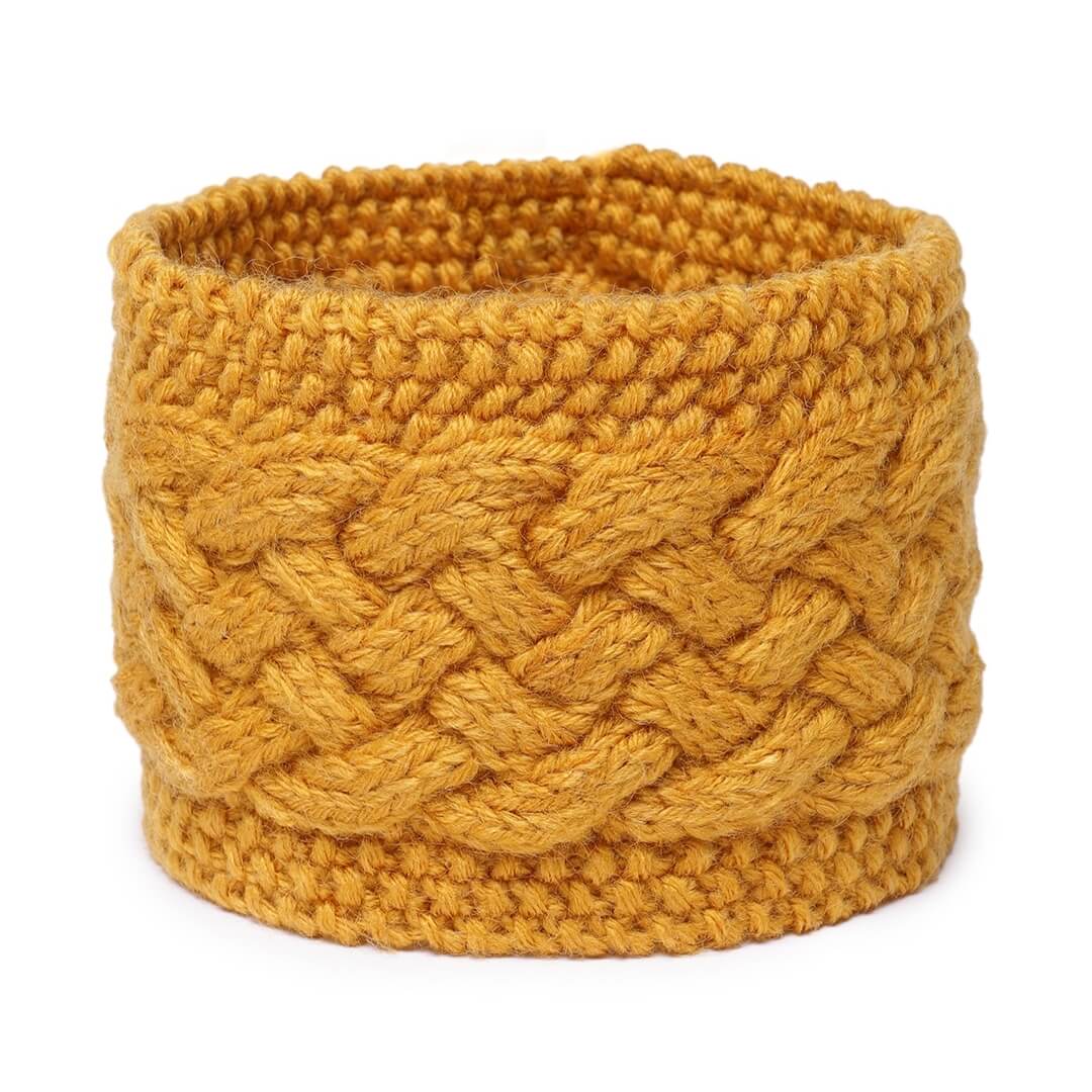 Cable Knit Criss Cross Headband - Mustard Yellow 2600