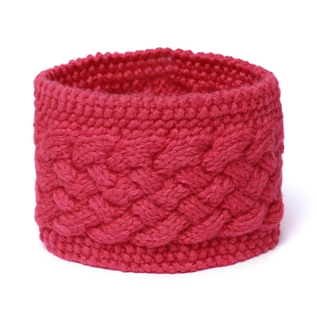 Cable Criss Cross Woven Headband - Coral Pink 2602