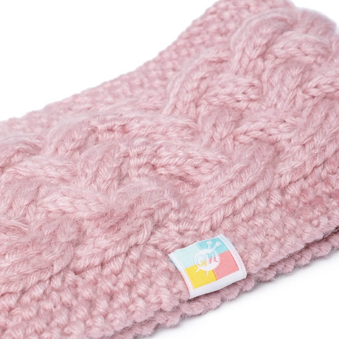 Cable Knit Criss Cross Headband - Pink 2603