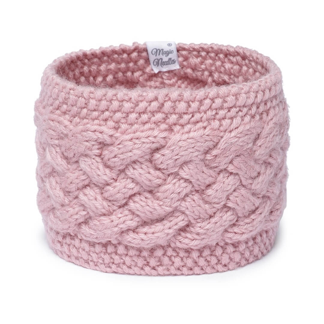 Cable Knit Criss Cross Headband - Pink 2603