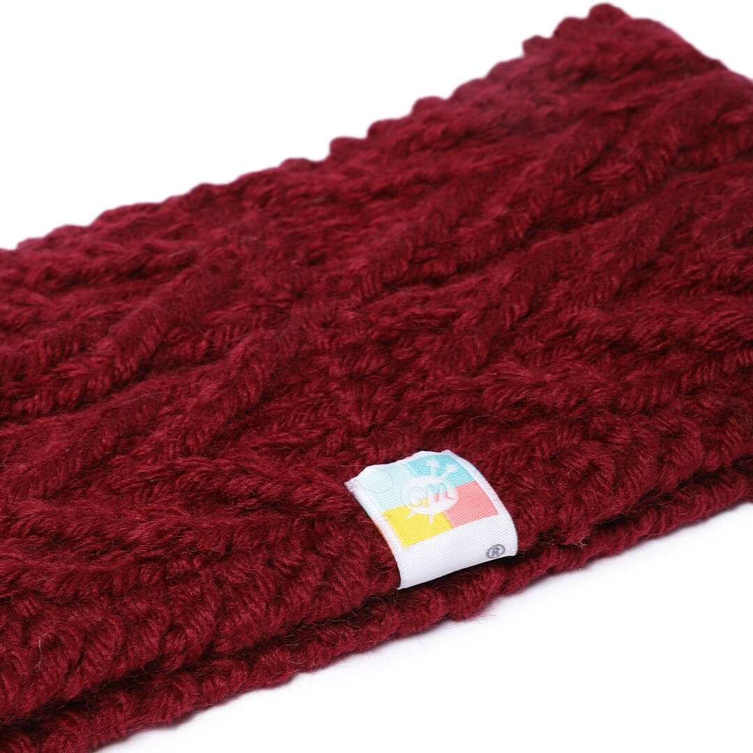 V Stitch Woven Headband - Maroon 2605