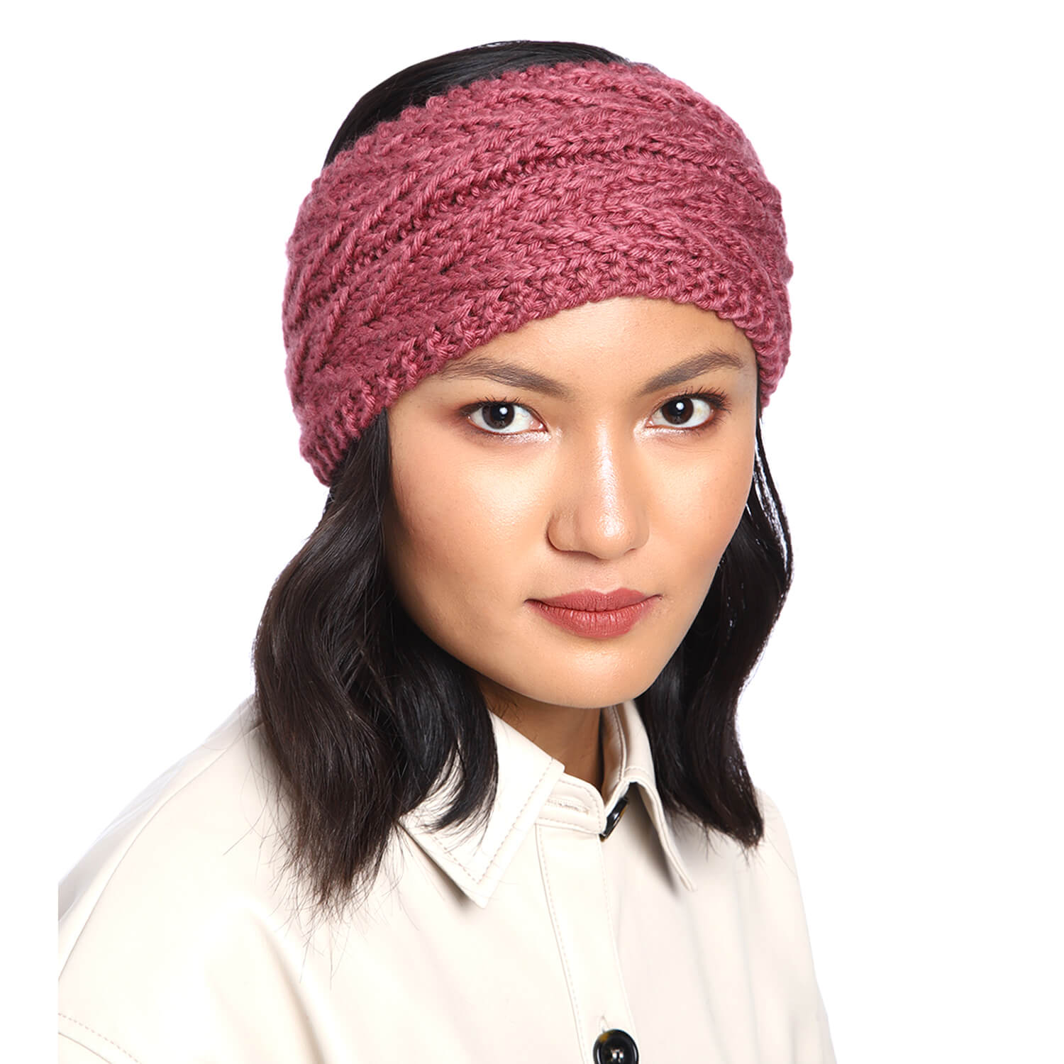 V Stitched Headband - Mauve 2606