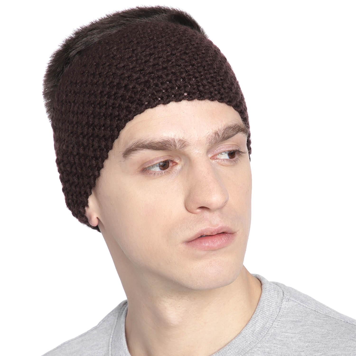 Knitted Headband - Dark Brown 604