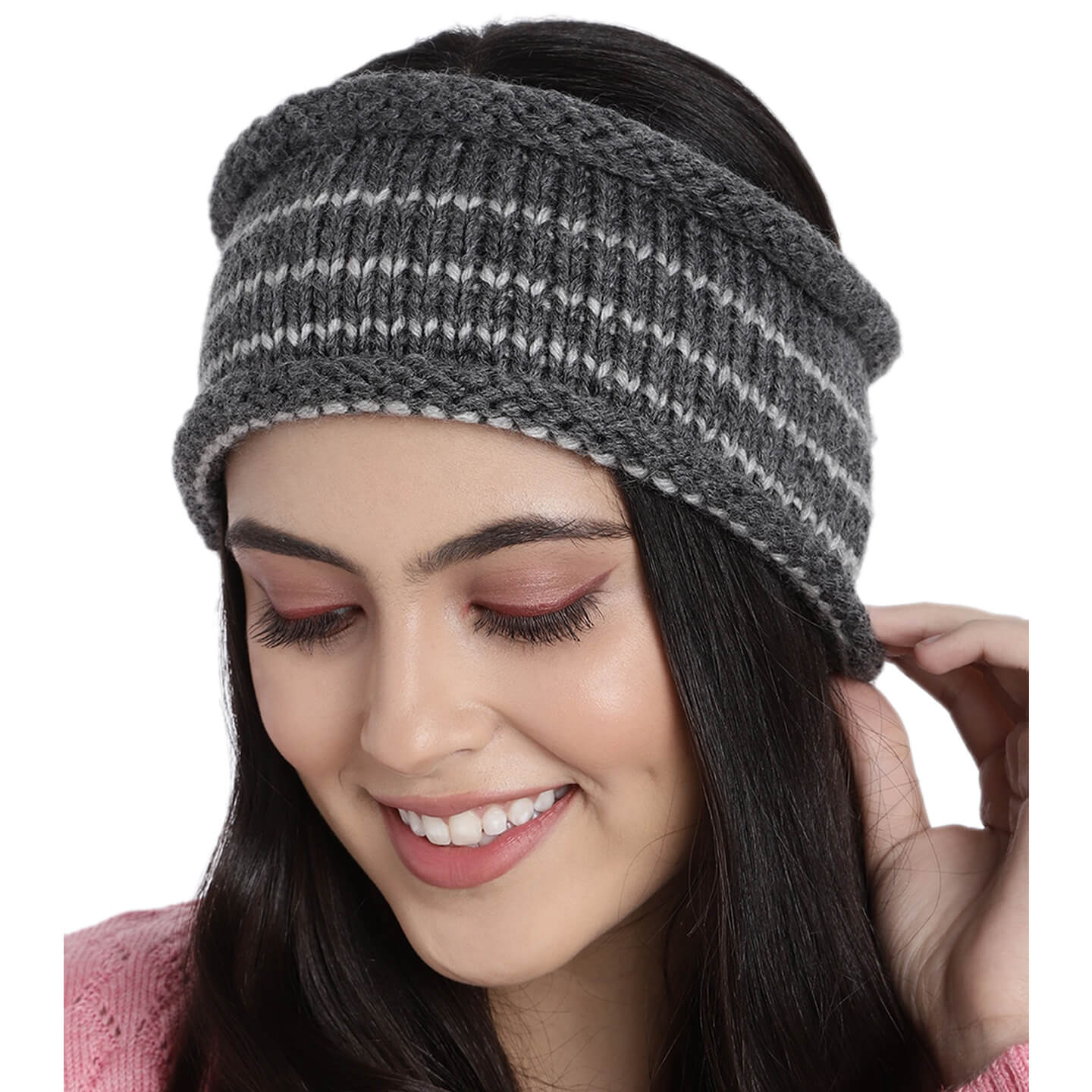 Striped Grey Headband - Grey 612