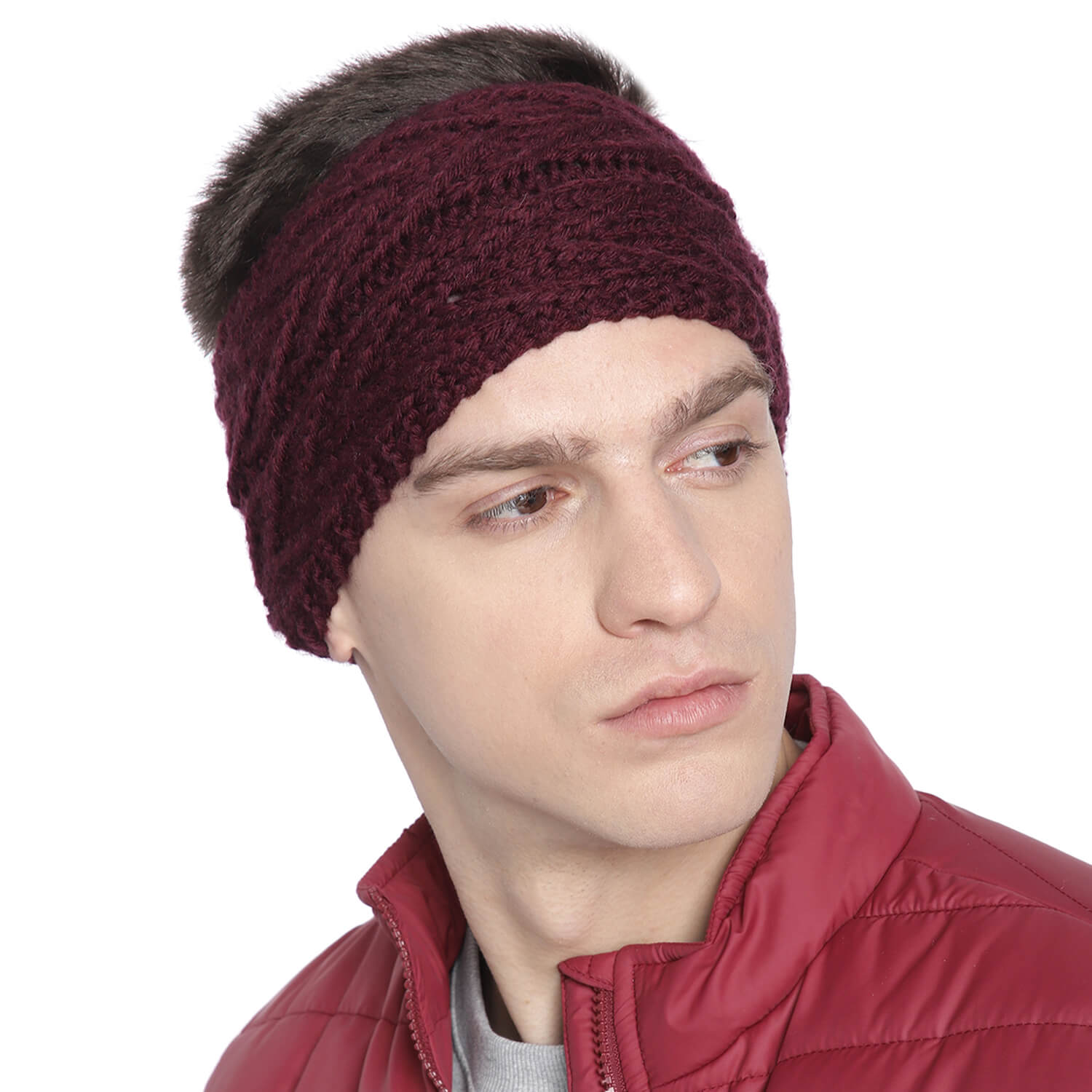 V Stitch Headband - Wine 858