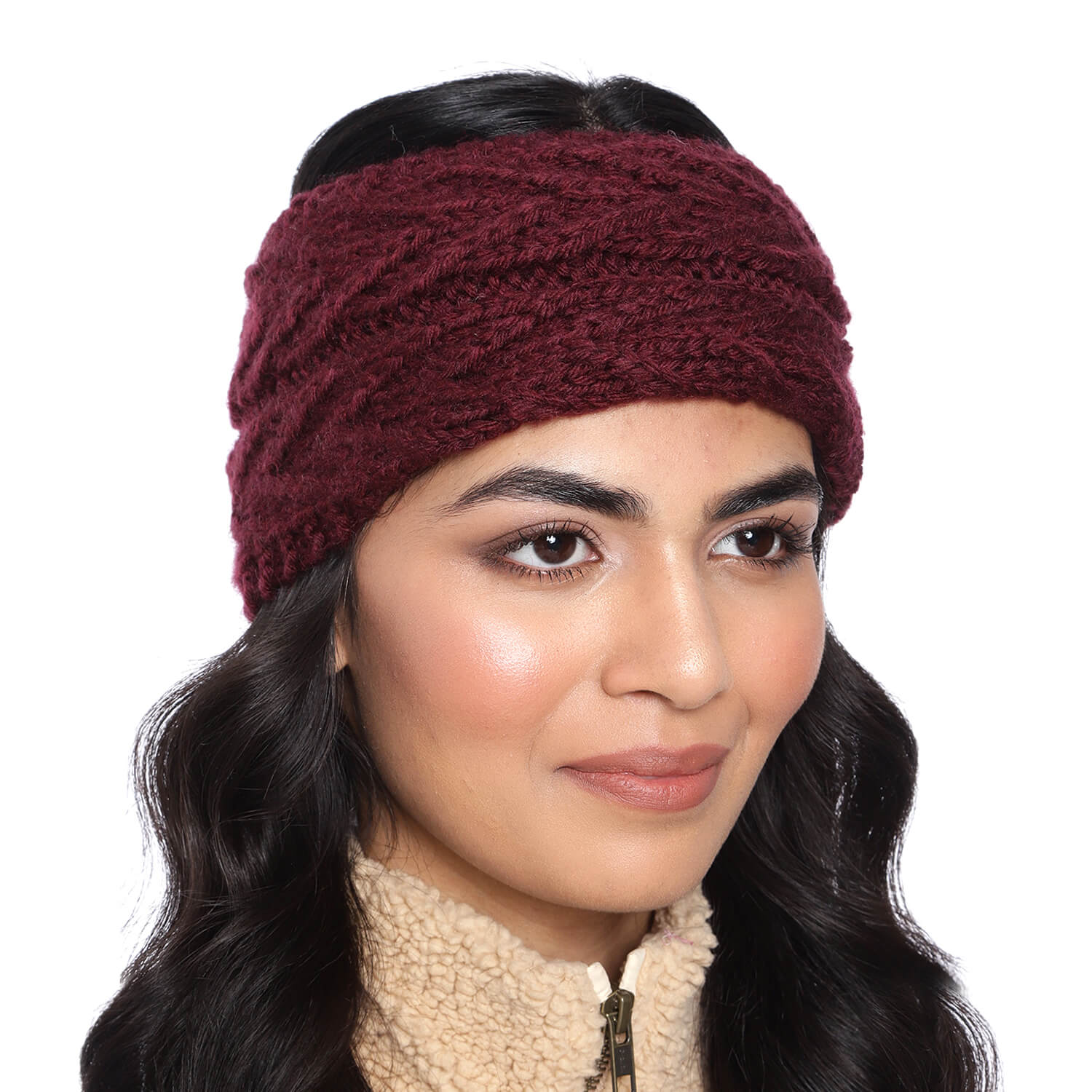 V Stitch Headband - Wine 858