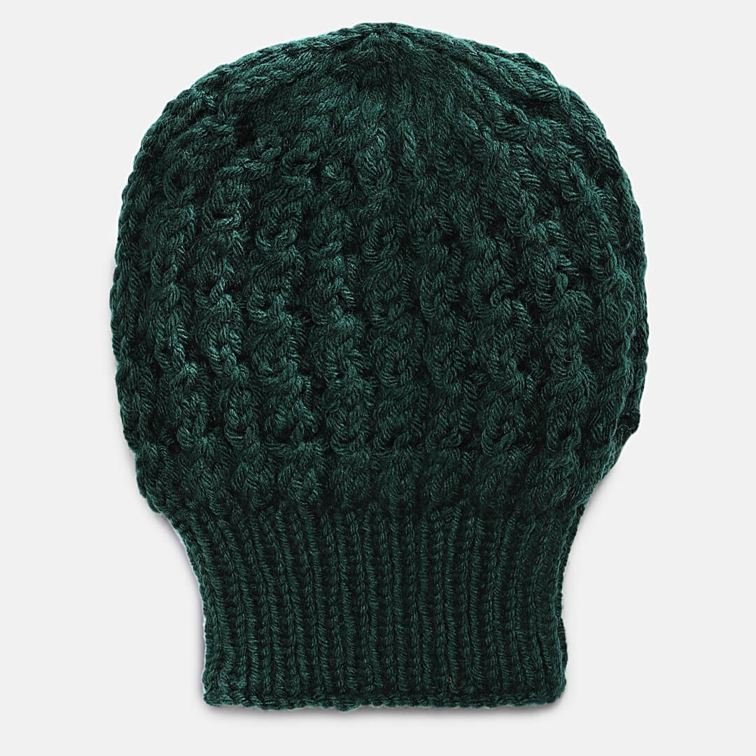 Green Self-Design Beanie - 1003