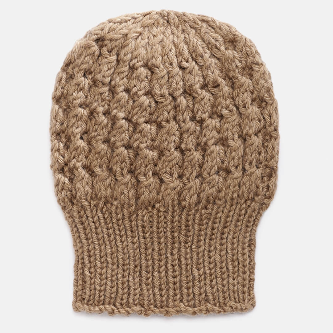 Khaki Self-Design Beanie - 1306