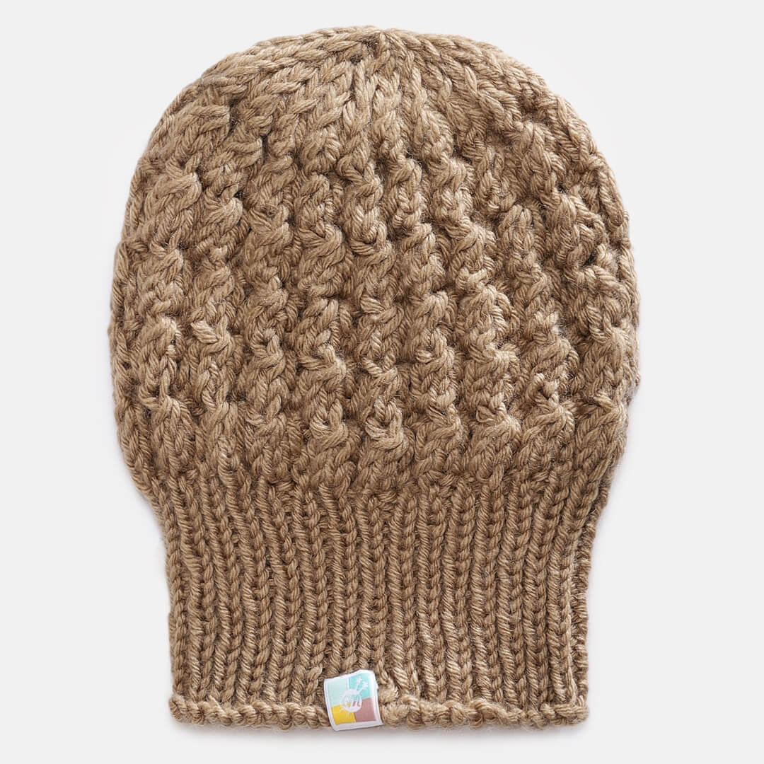 Khaki Self-Design Beanie - 1306