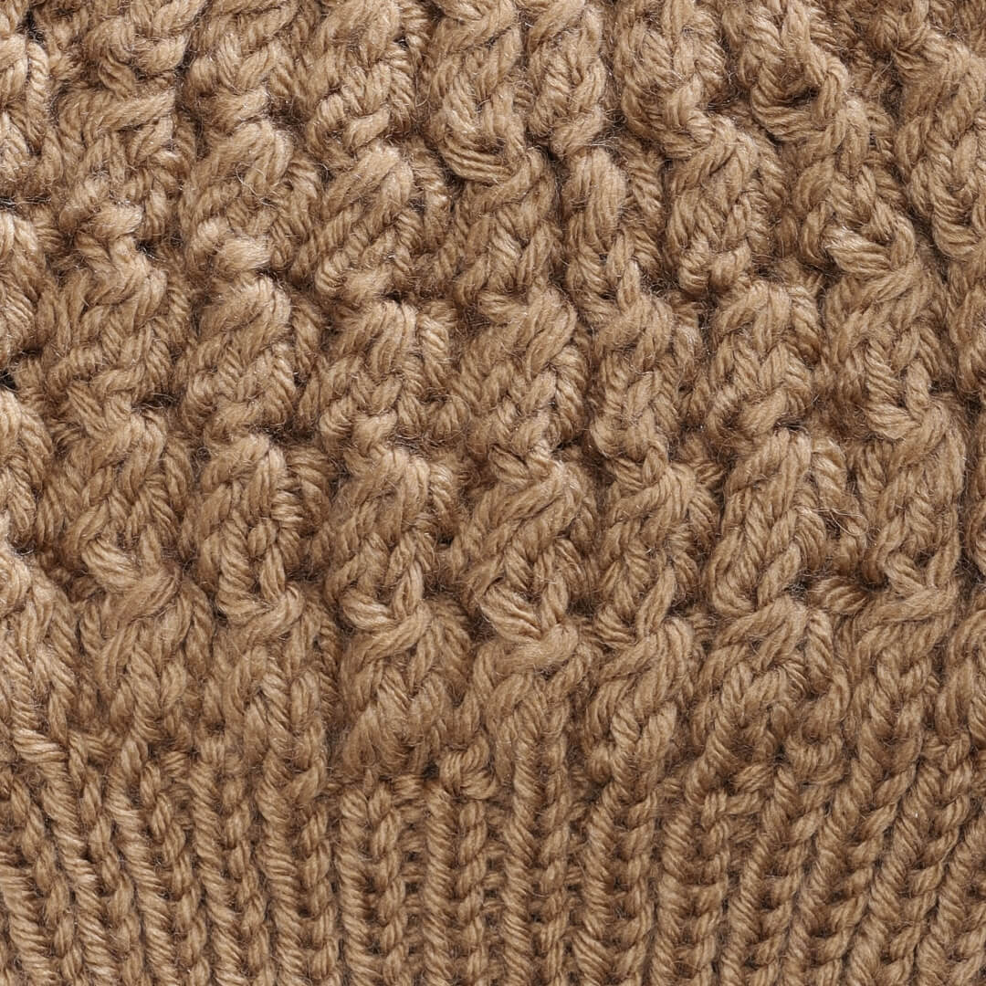 Khaki Self-Design Beanie - 1306