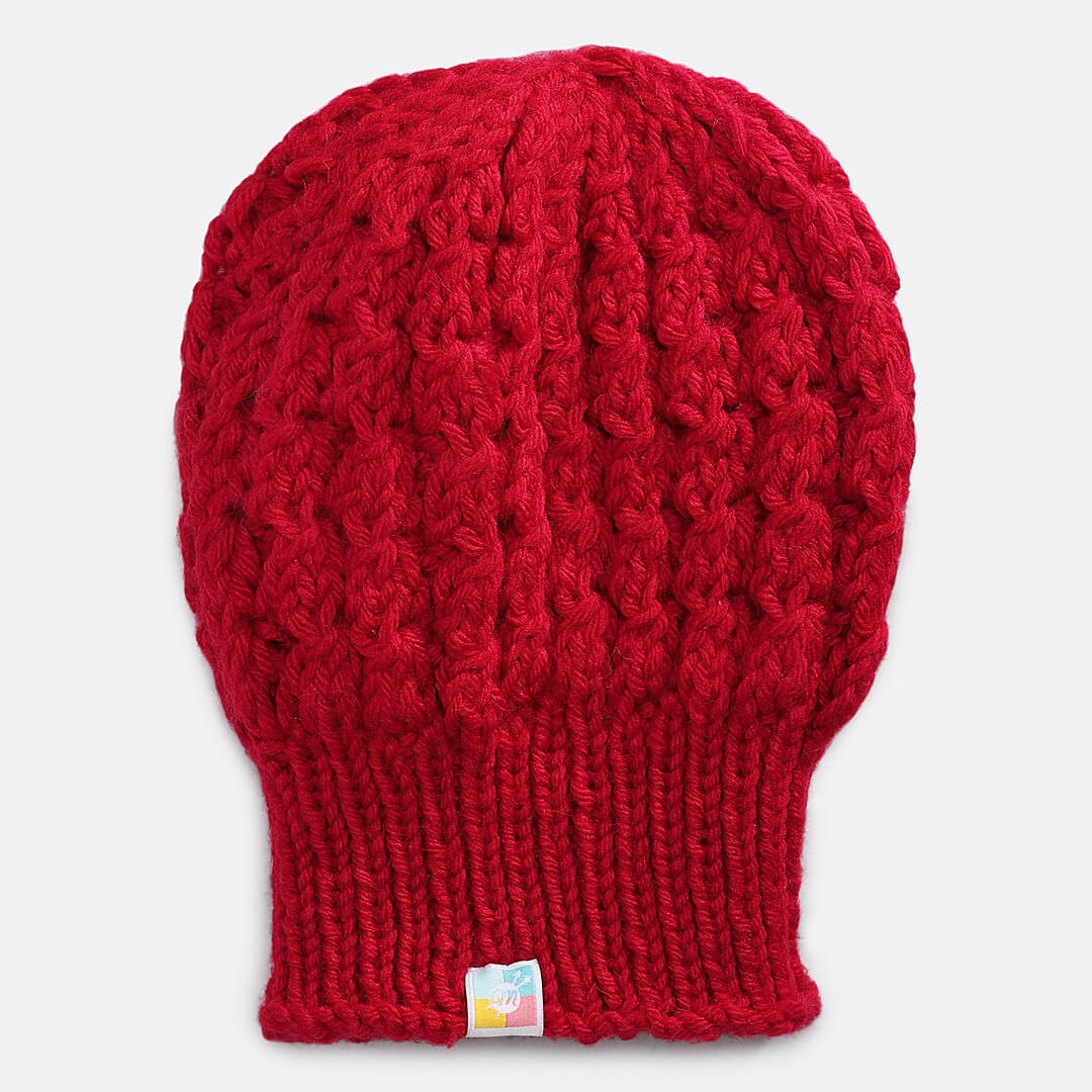 Red Self-Design Beanie - 1483