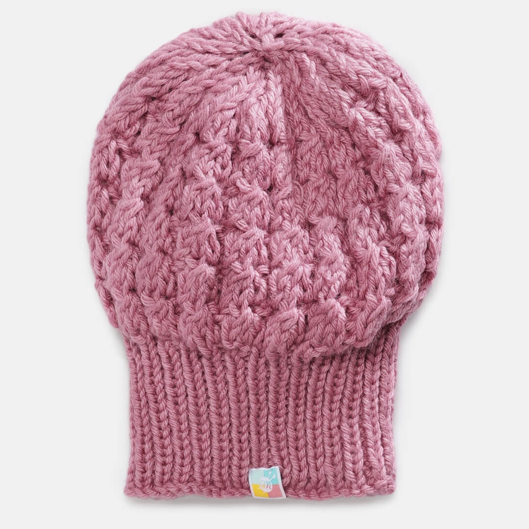 Pink Knit Slouchy Shroom Woollen Beanie - 1680