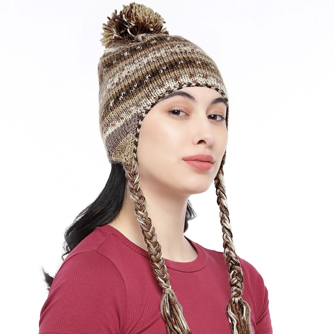 Beige Brown Icelandic Beanie - 1741