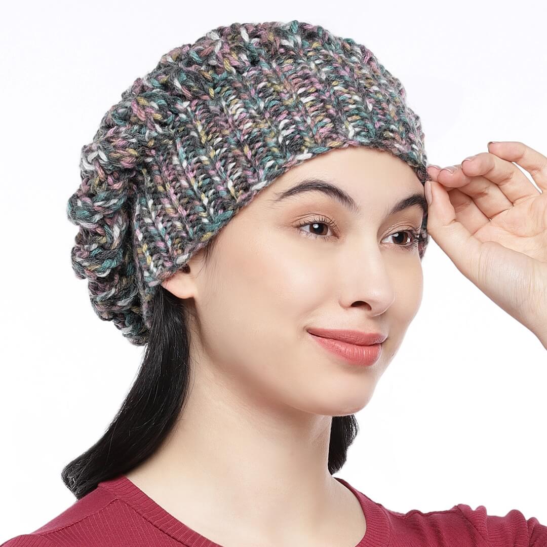 Multicoloured Self-Design Beanie - 1845