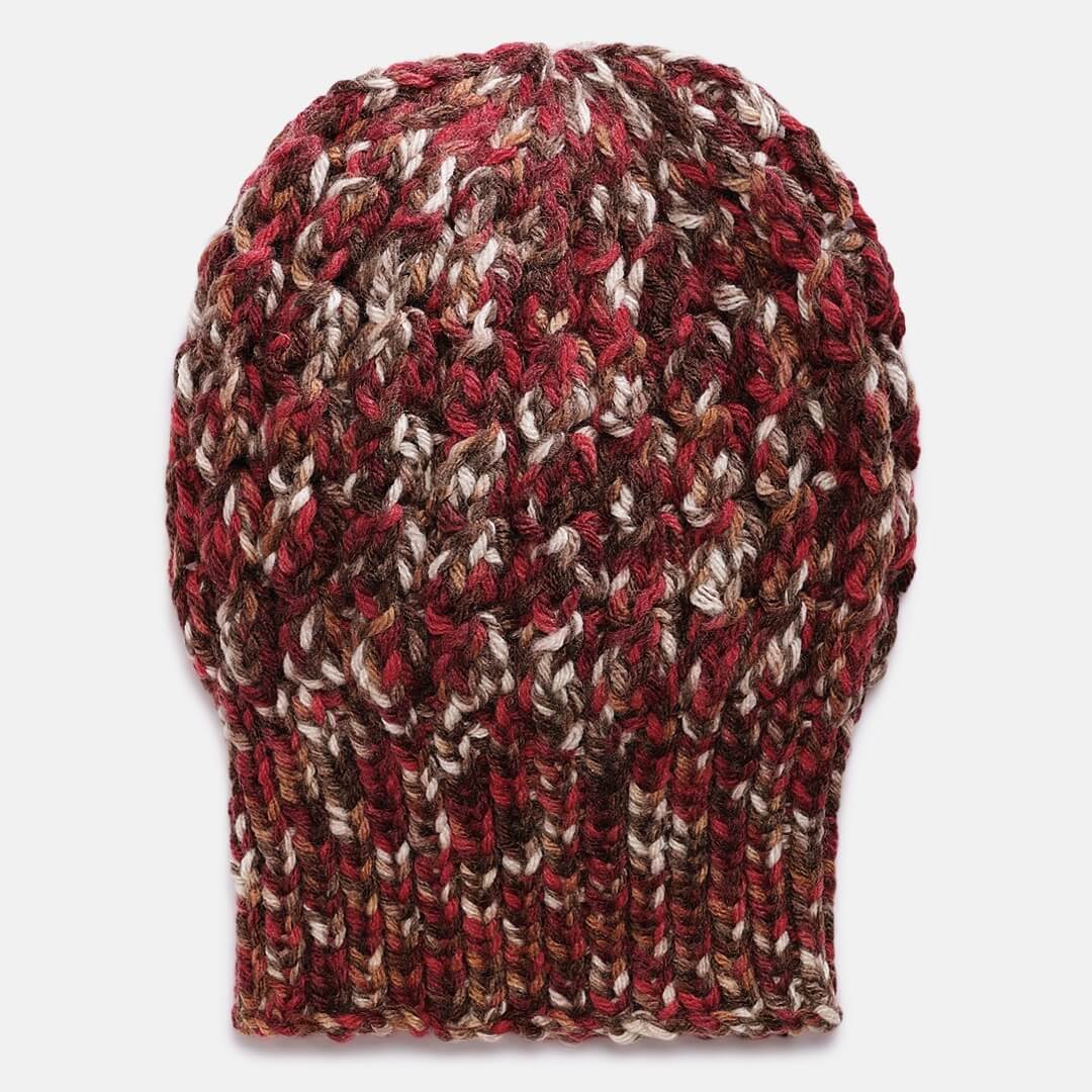 Maroon Cream-Coloured Self-Design Beanie - 1847