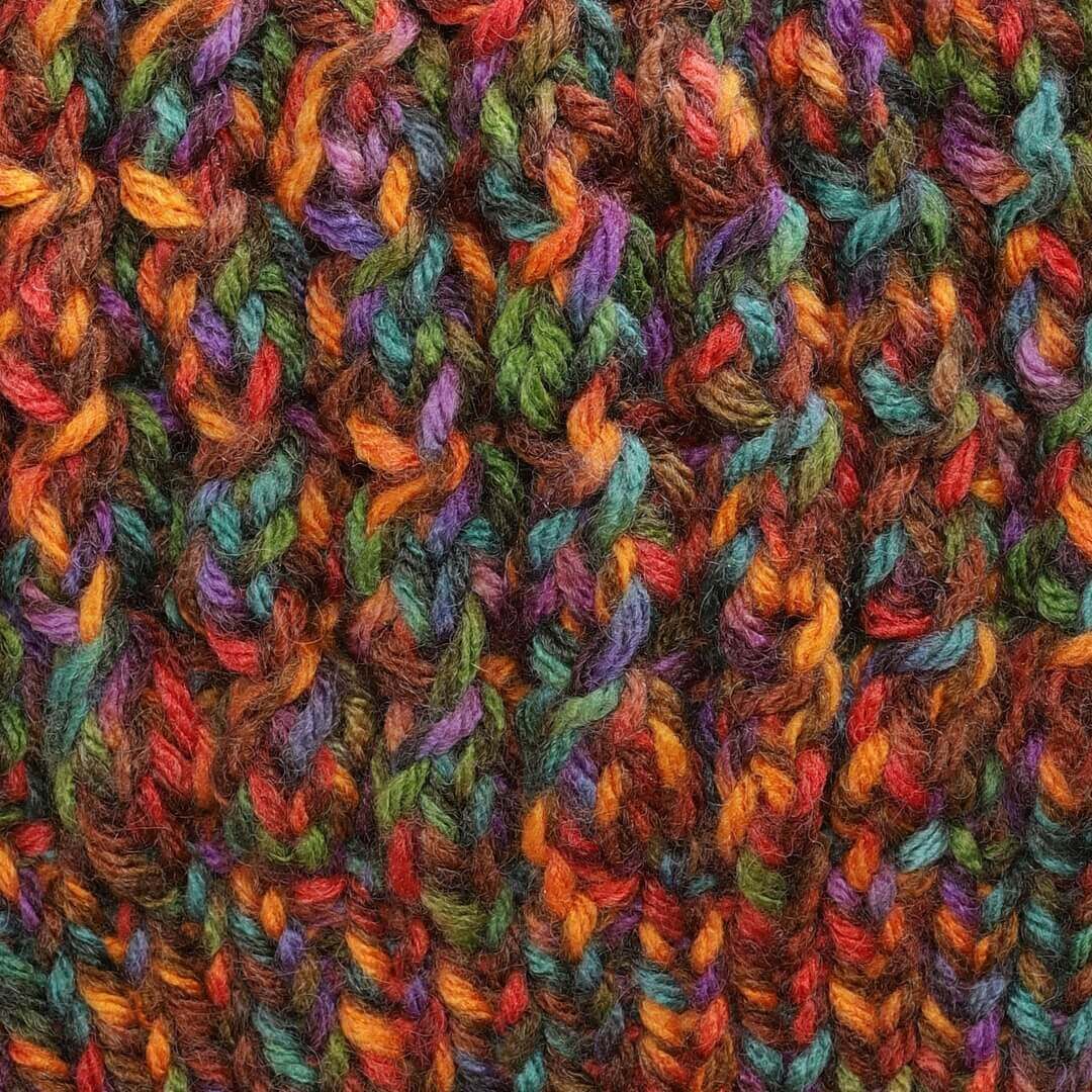 Multicoloured Knit Slouchy Shroom Wool Blend Beanie - 1848