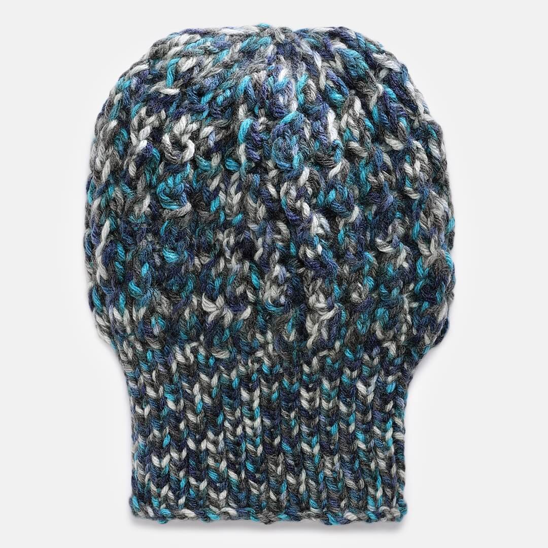 Blue Cream-Coloured Self-Design Beanie - 1849