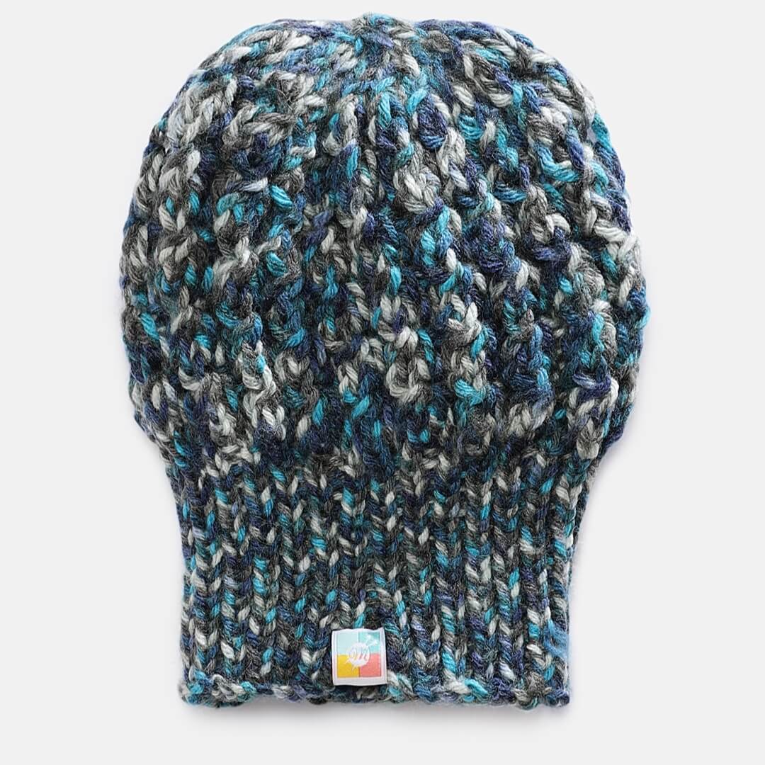 Blue Cream-Coloured Self-Design Beanie - 1849