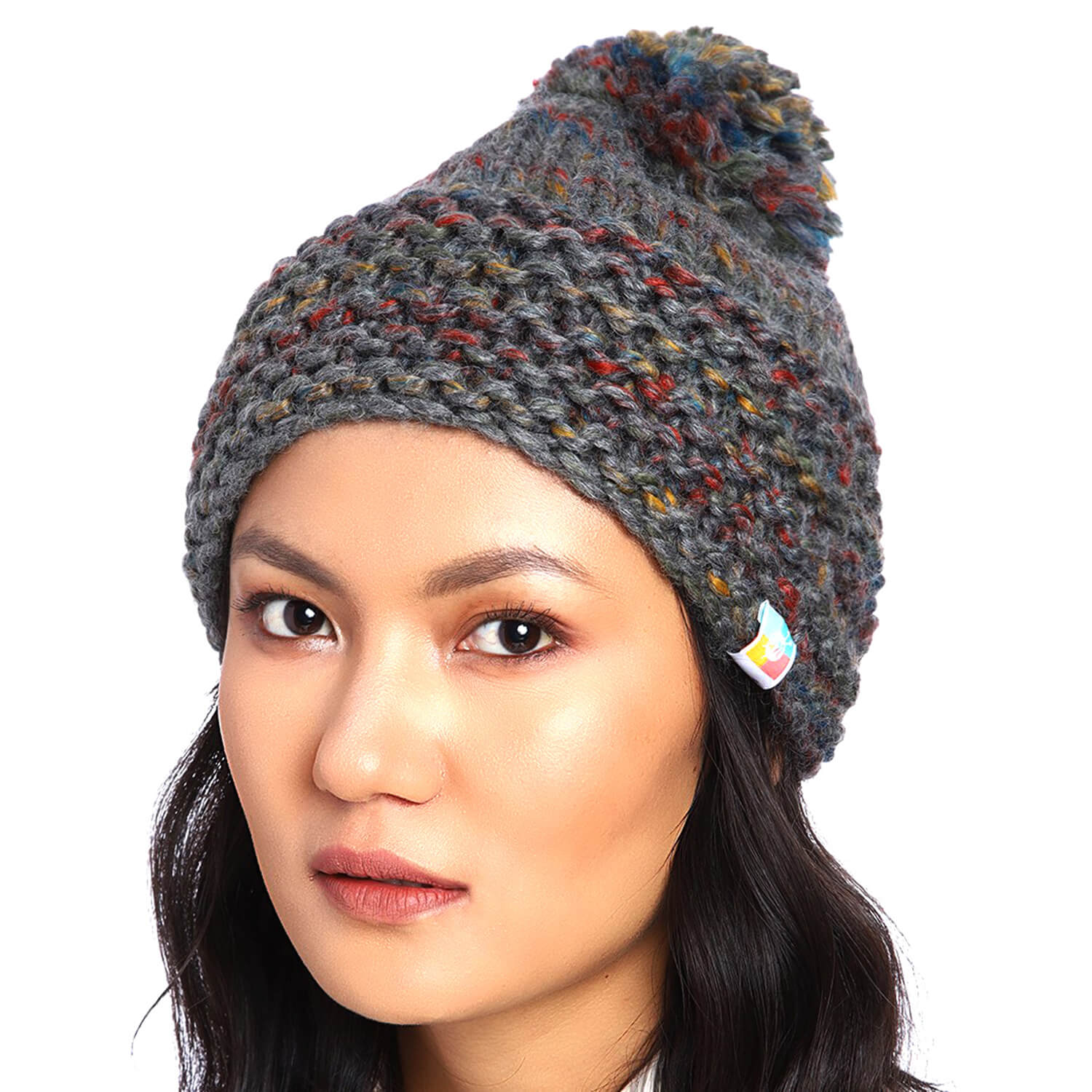Grey Hand Self-Design Beanie - 2549