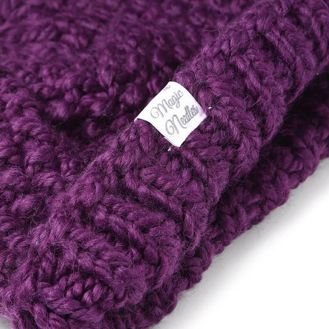 Purple Self-Design Beanie - 2672