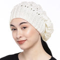 White Self-Design Beanie - 268