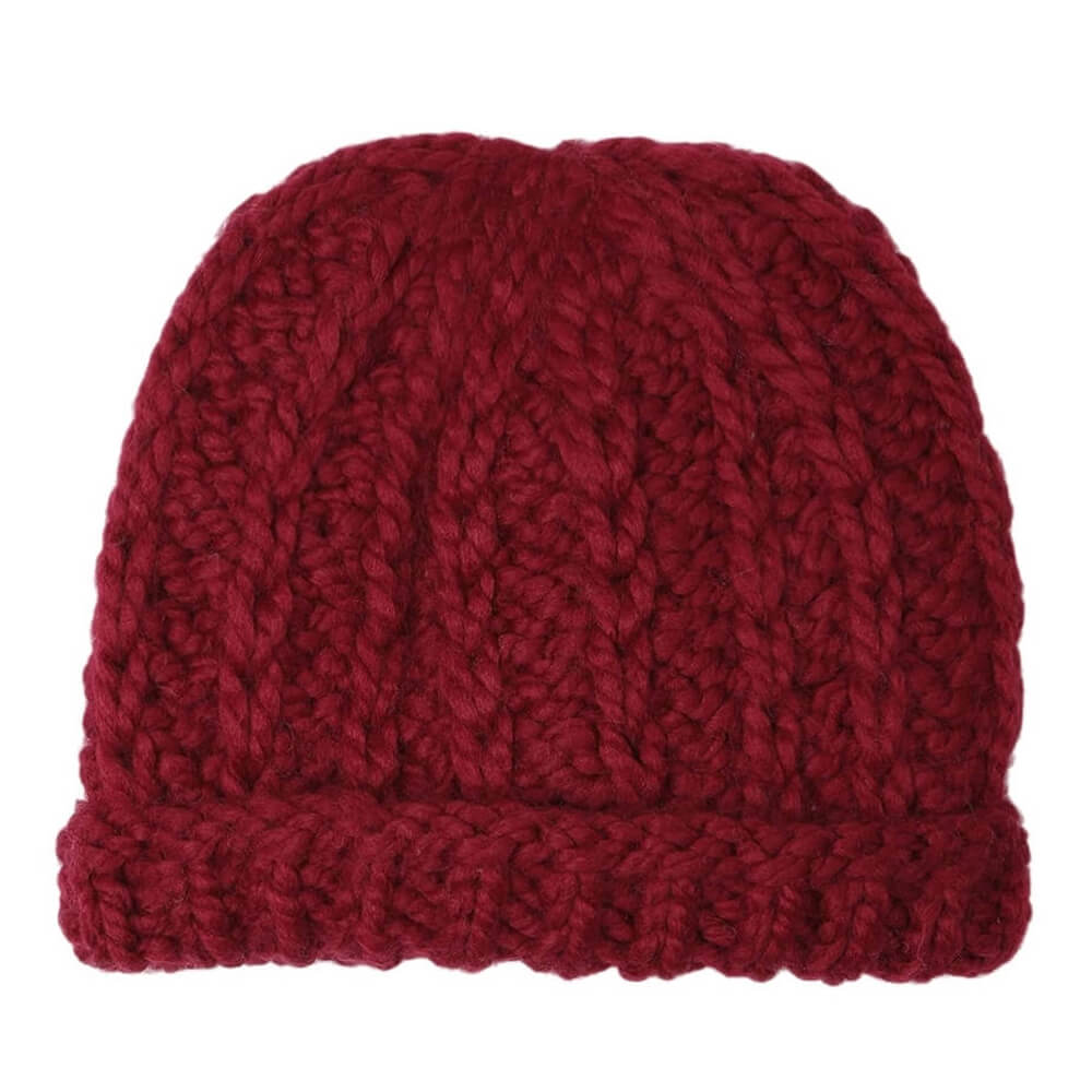 Maroon Self-Design Beanie - 2680