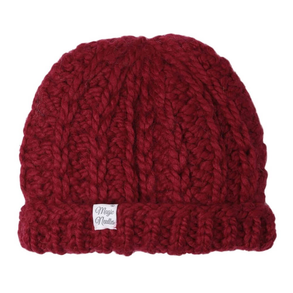 Maroon Self-Design Beanie - 2680