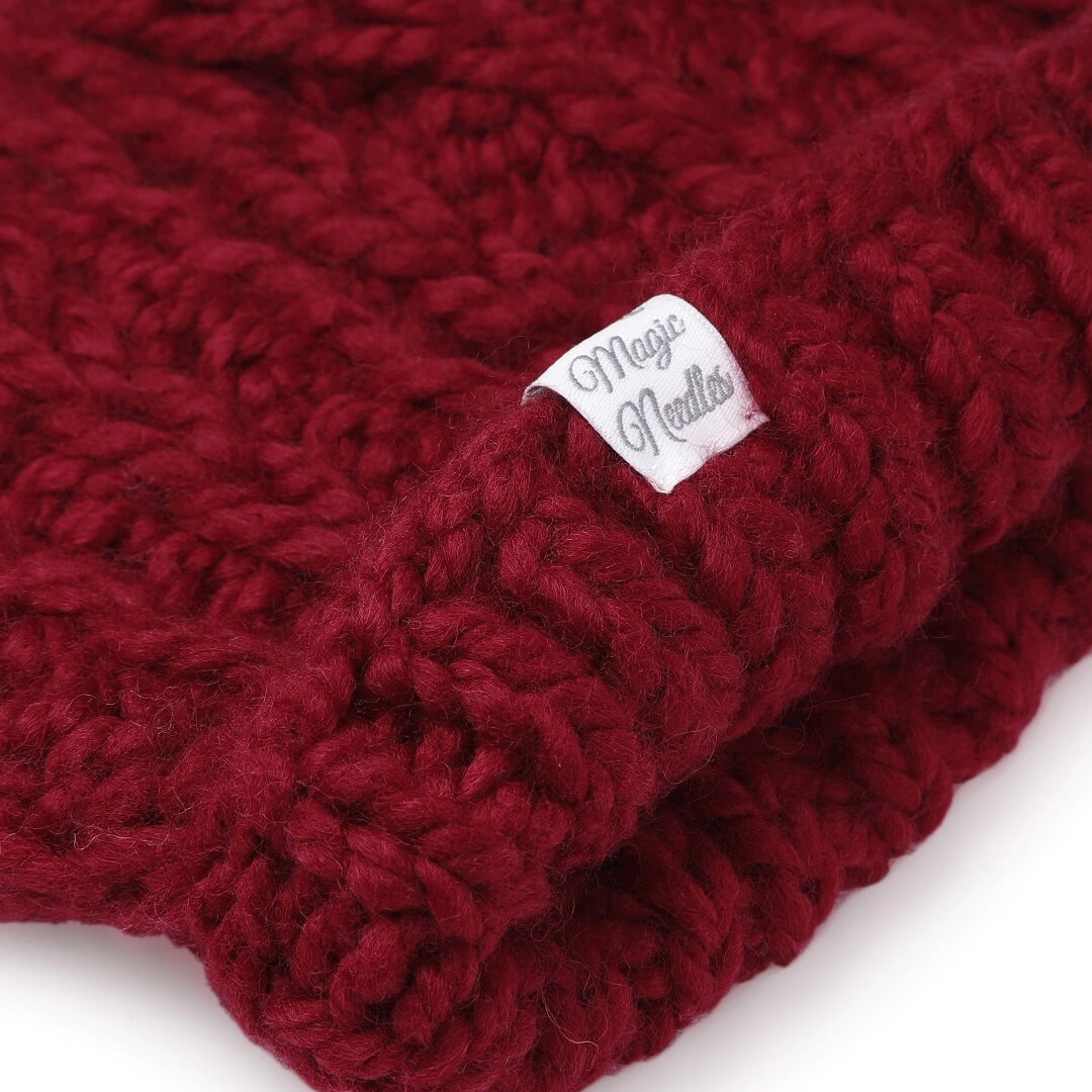 Maroon Self-Design Beanie - 2680