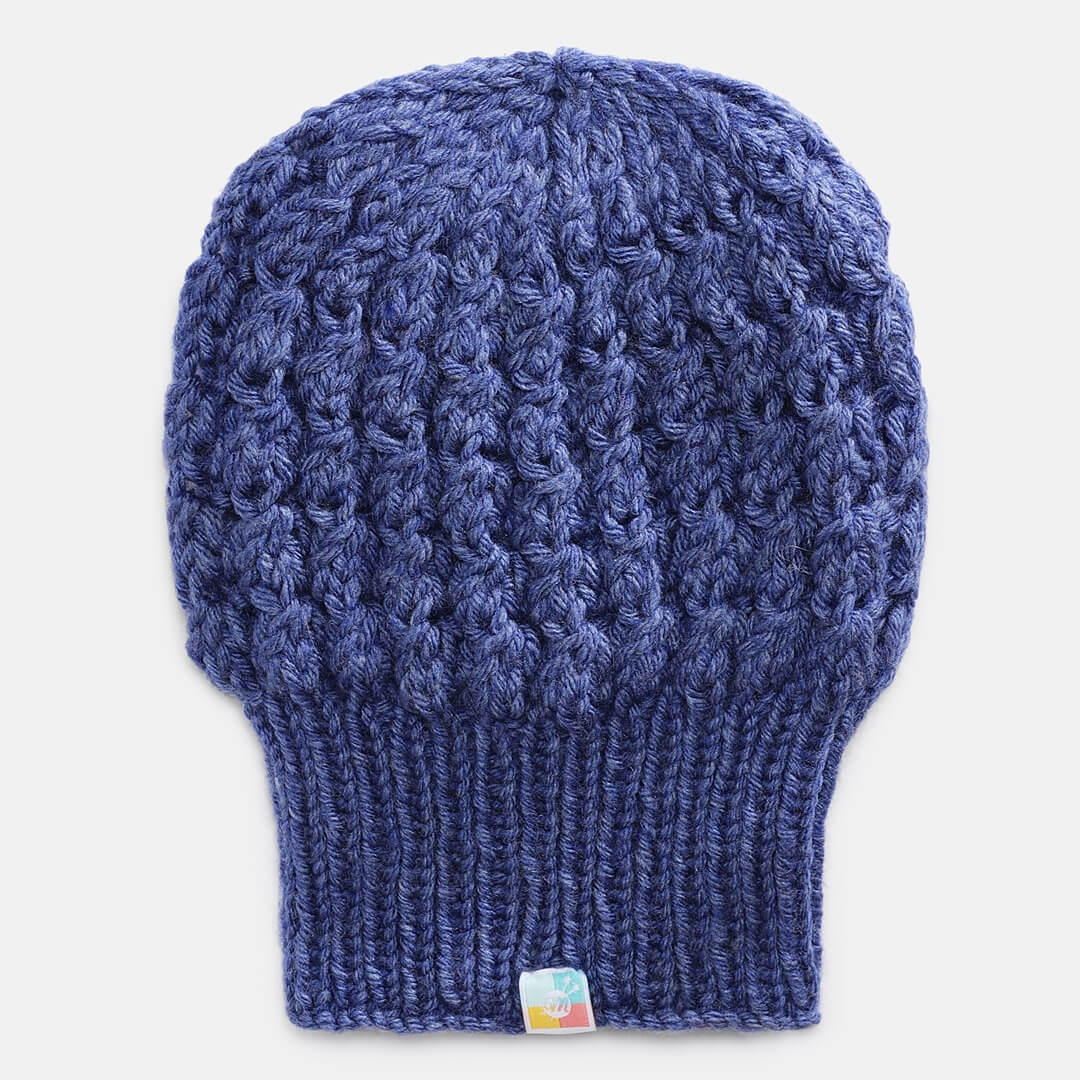 Blue Self-Design Beanie - 269