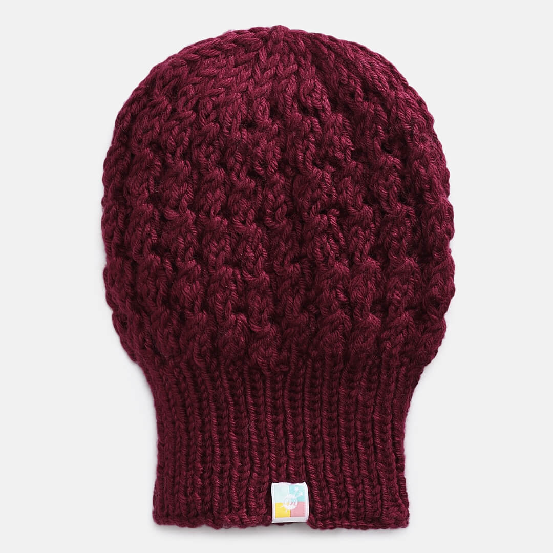 Maroon Self-Design Beanie - 270