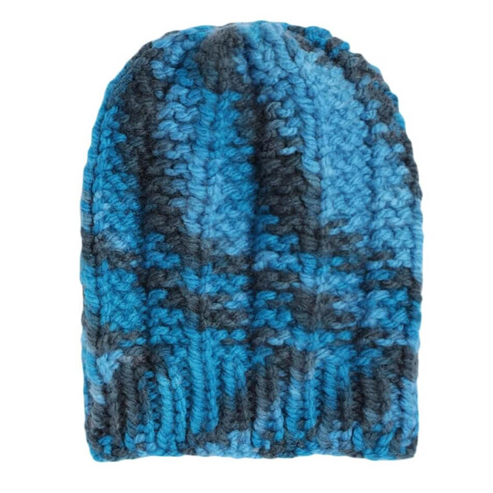 Blue Grey Self-Design Hand-Knit Beanie - 2721