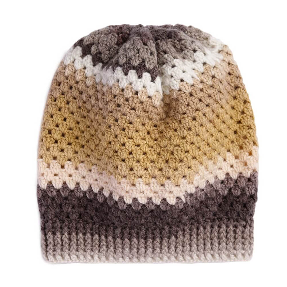 Brown Self-Design Beanie - 2791