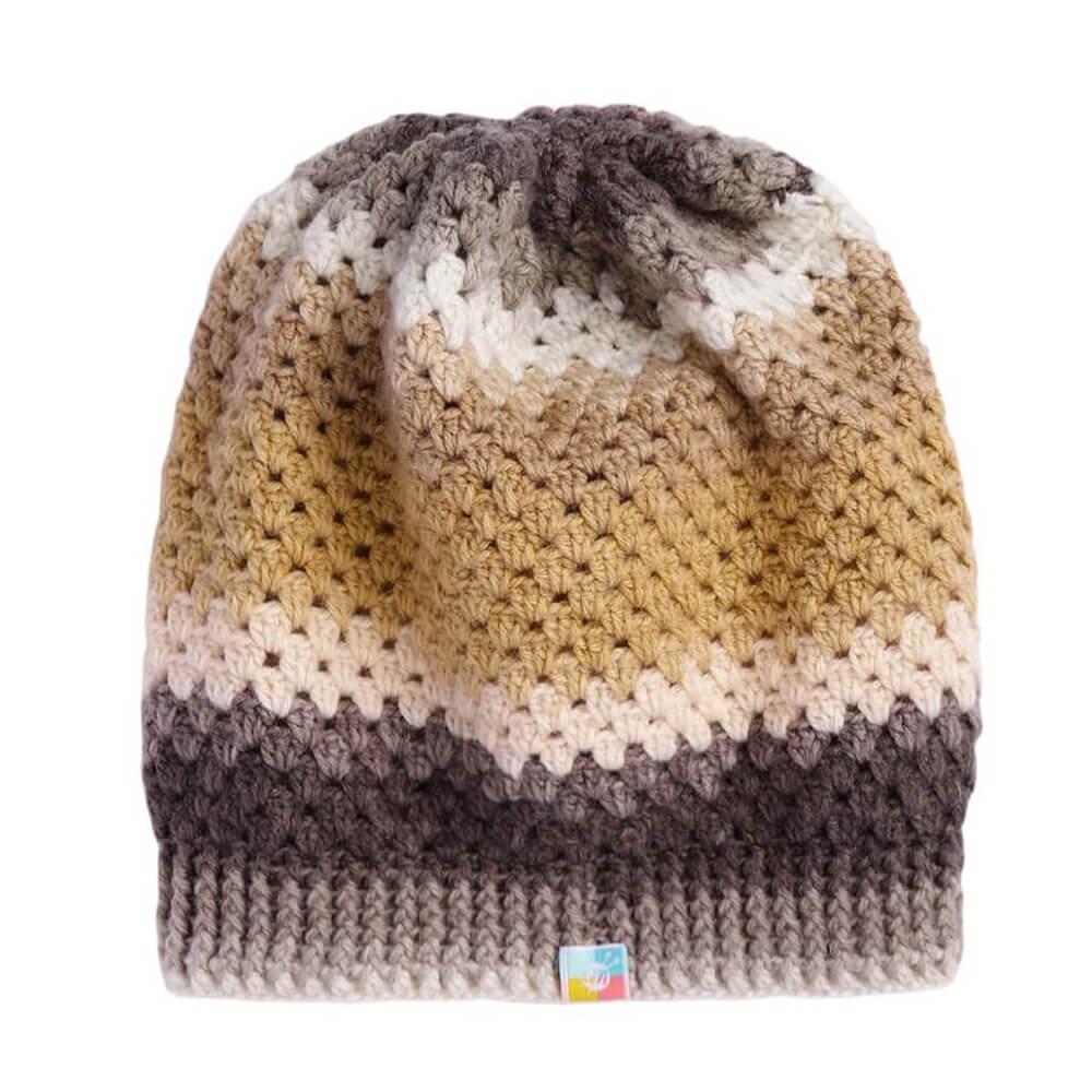Brown Self-Design Beanie - 2791