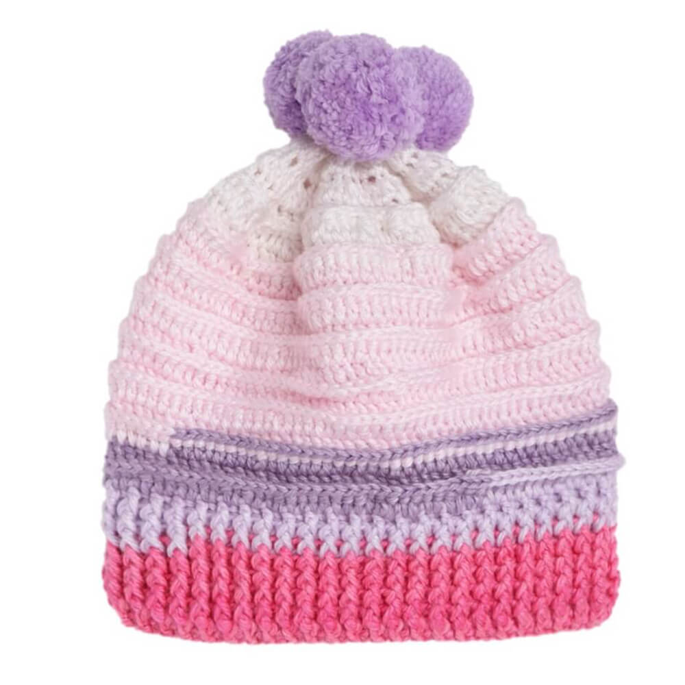 Pink Purple Self-Design Beanie - 2798