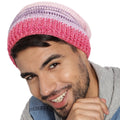 Pink Purple Self-Design Beanie - 2798