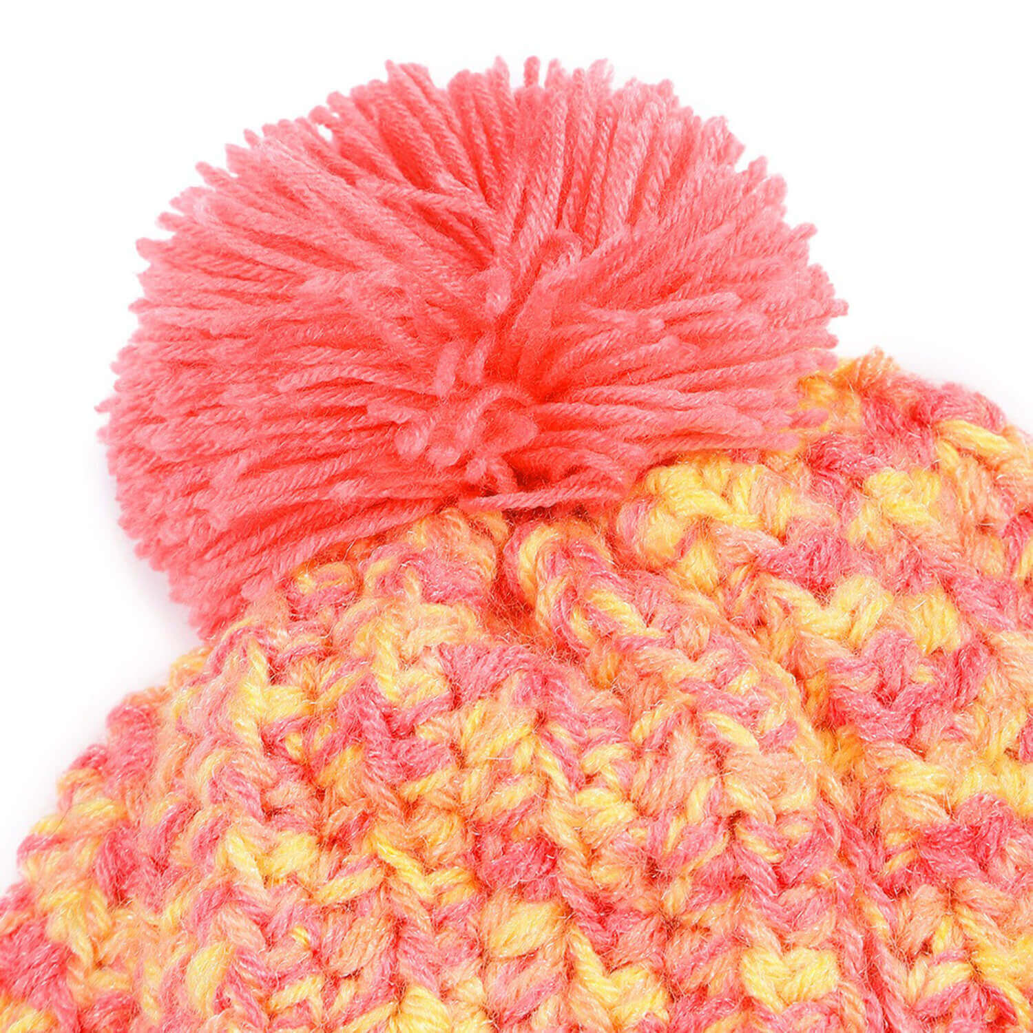 Multi-Color Fold Cap with Pompom - 2892