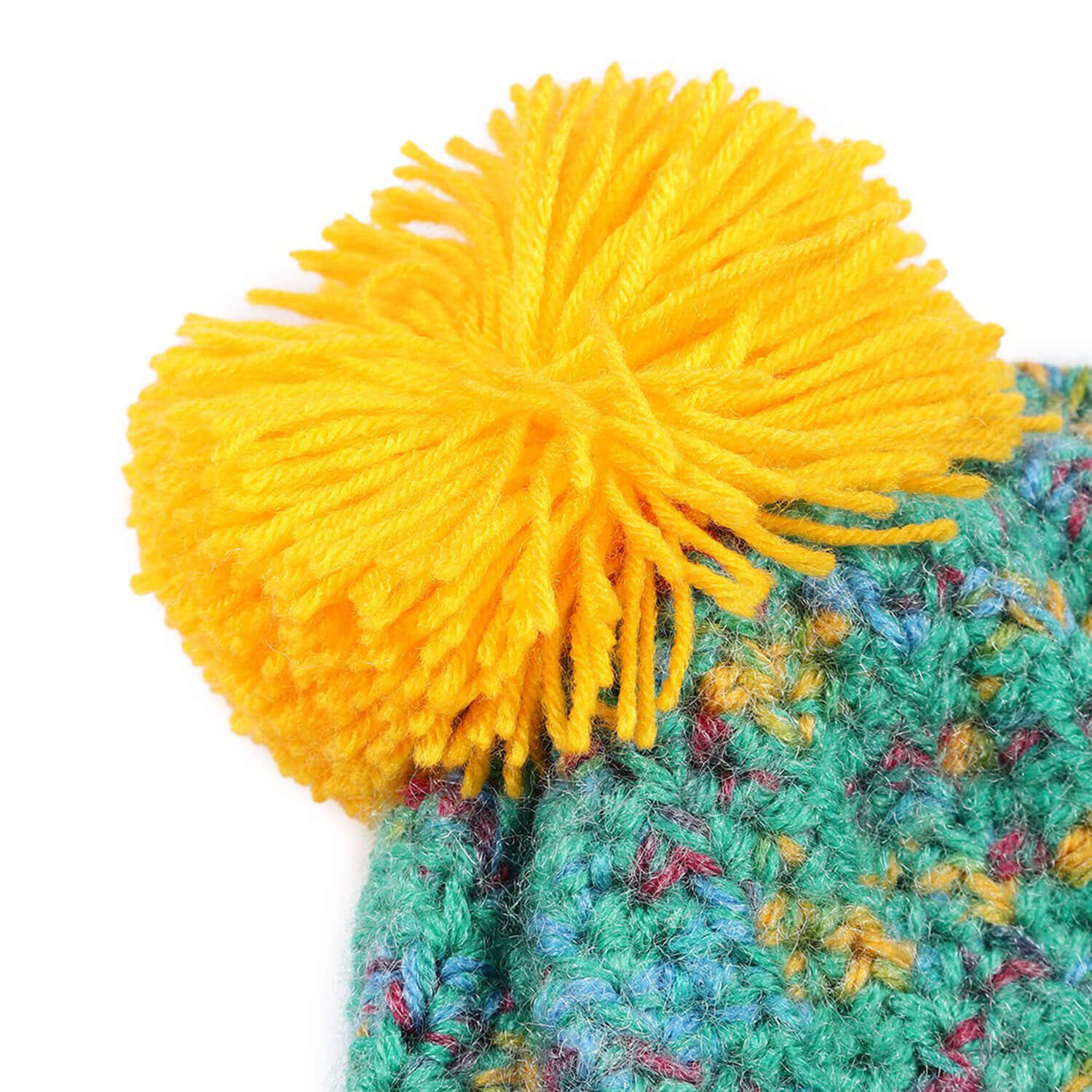 Multi-Color Fold Cap with Pompom - 2894