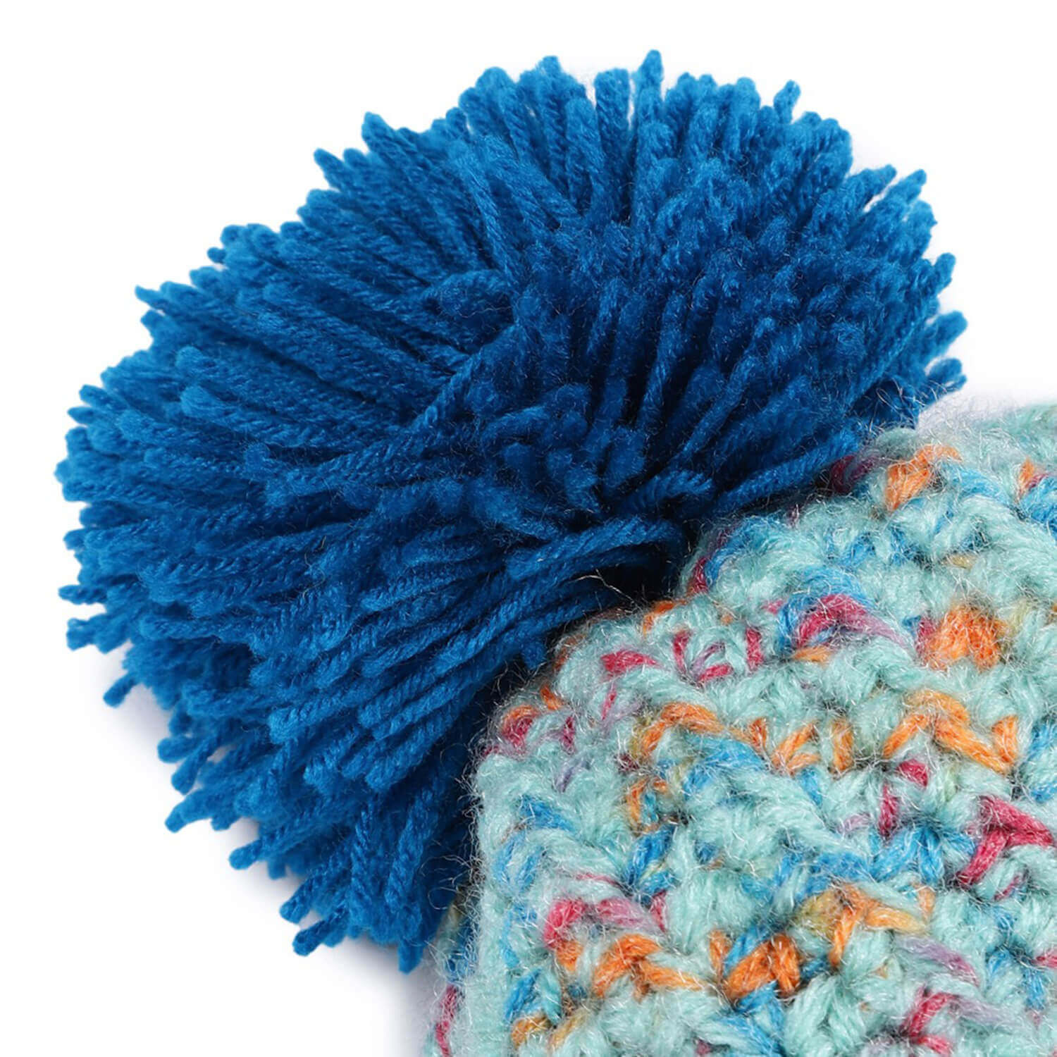 Multi-Color Fold Cap with Pompom - 2897