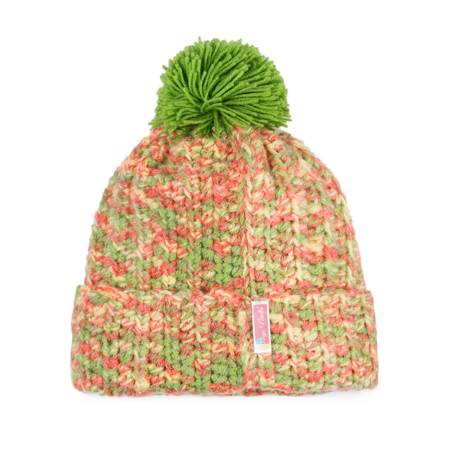 Multi-Color Fold Cap with Pompom - 2898