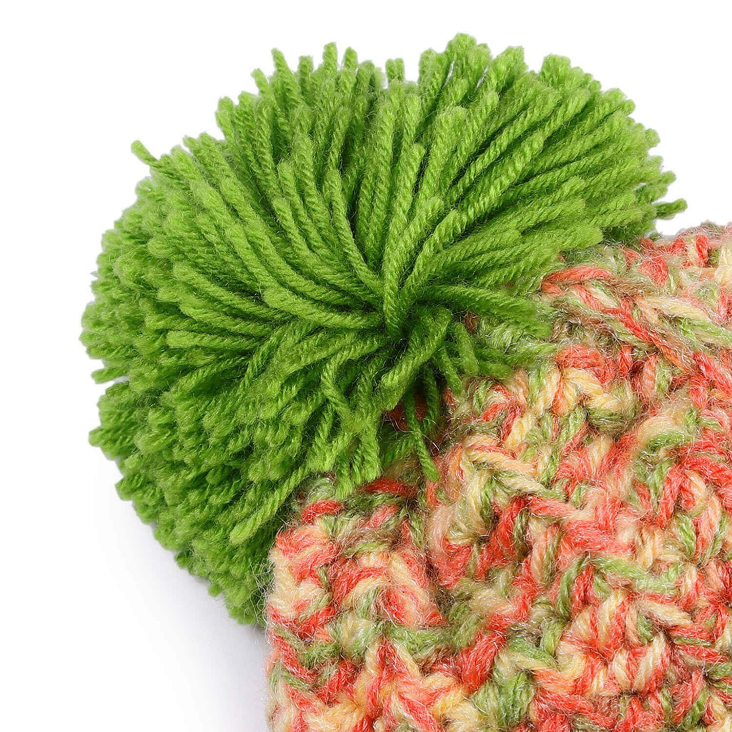 Multi-Color Fold Cap with Pompom - 2898