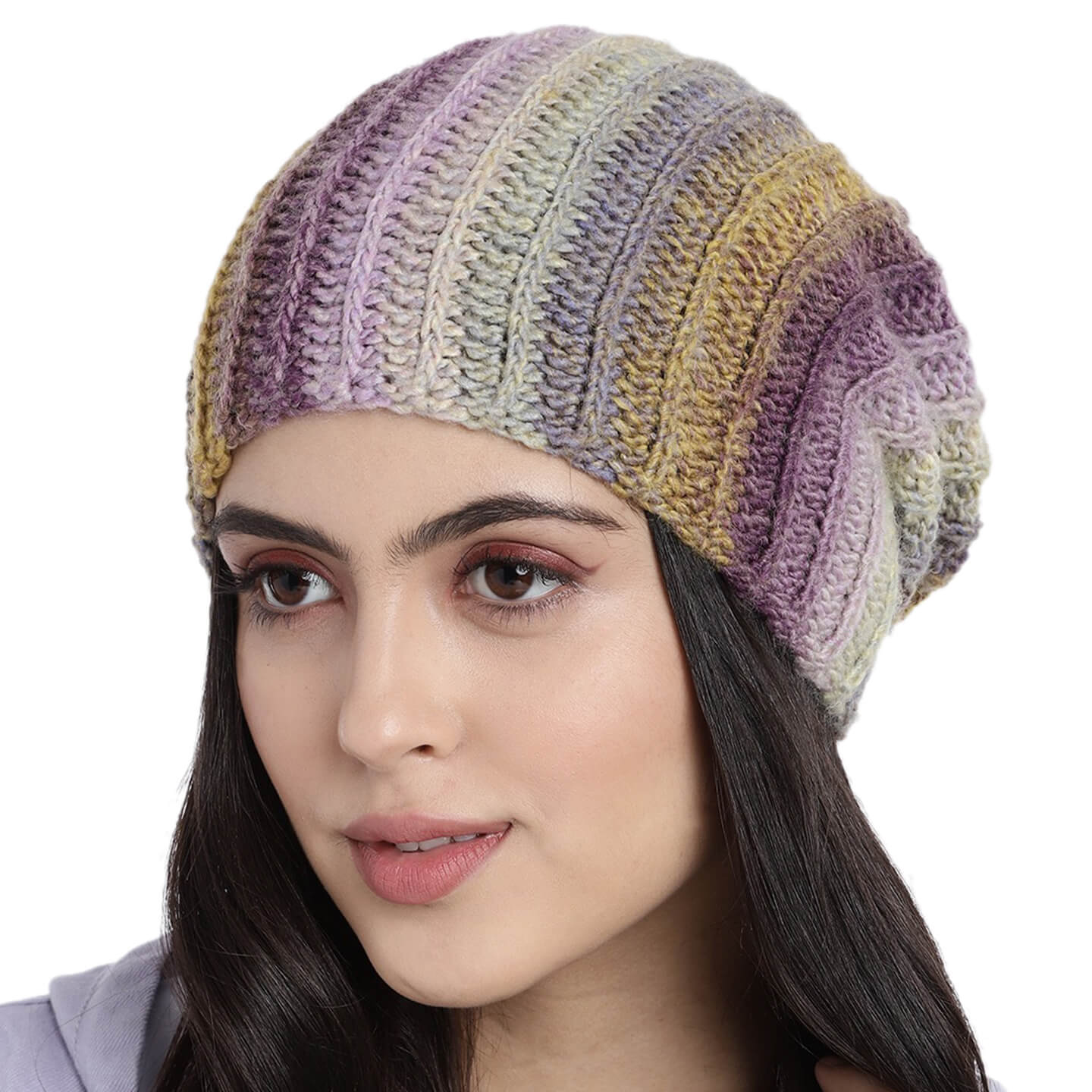 Multi-Colored Self-Striping Beanie - 2939