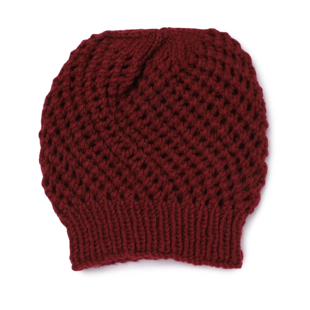 Maroon Netted Beanie - 306