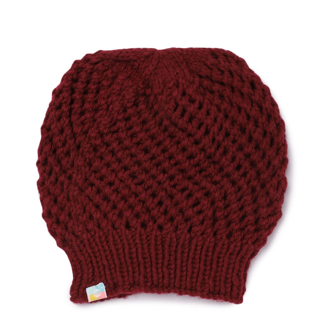 Maroon Netted Beanie - 306