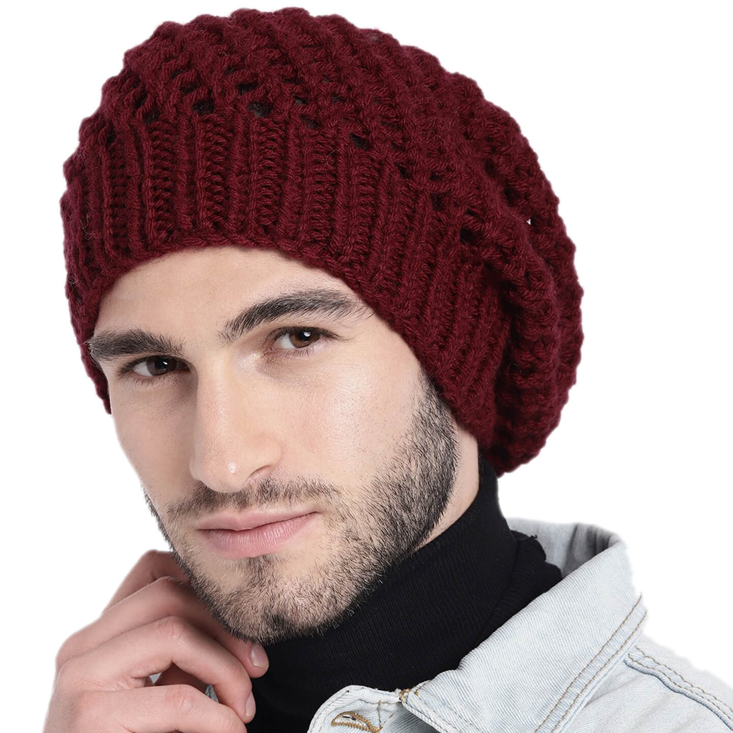 Maroon Netted Beanie - 306