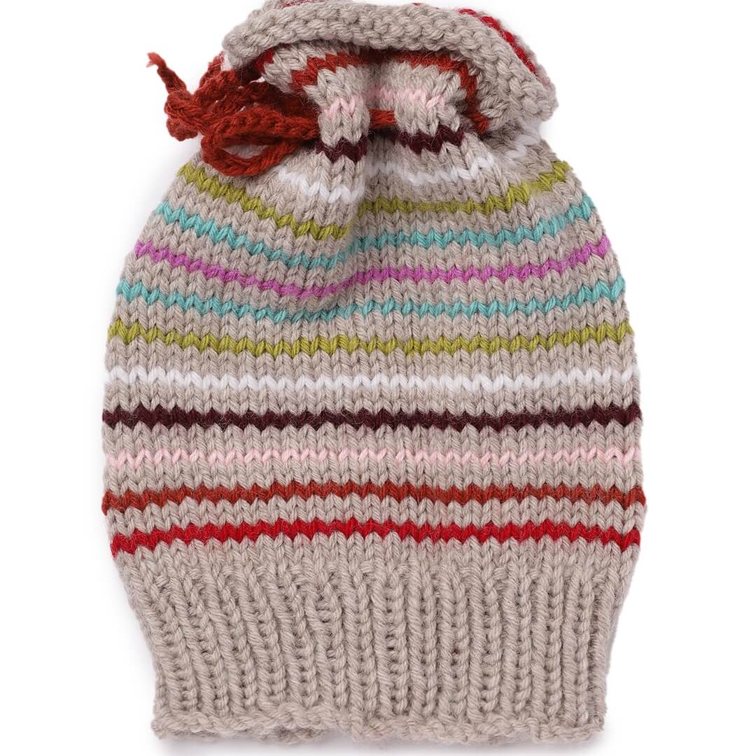 Beige Drawstring Beanie - 634