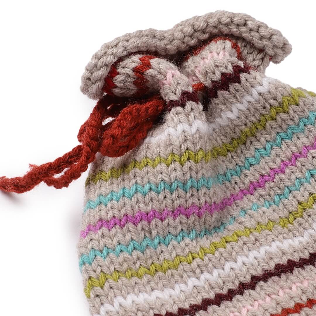 Beige Drawstring Beanie - 634