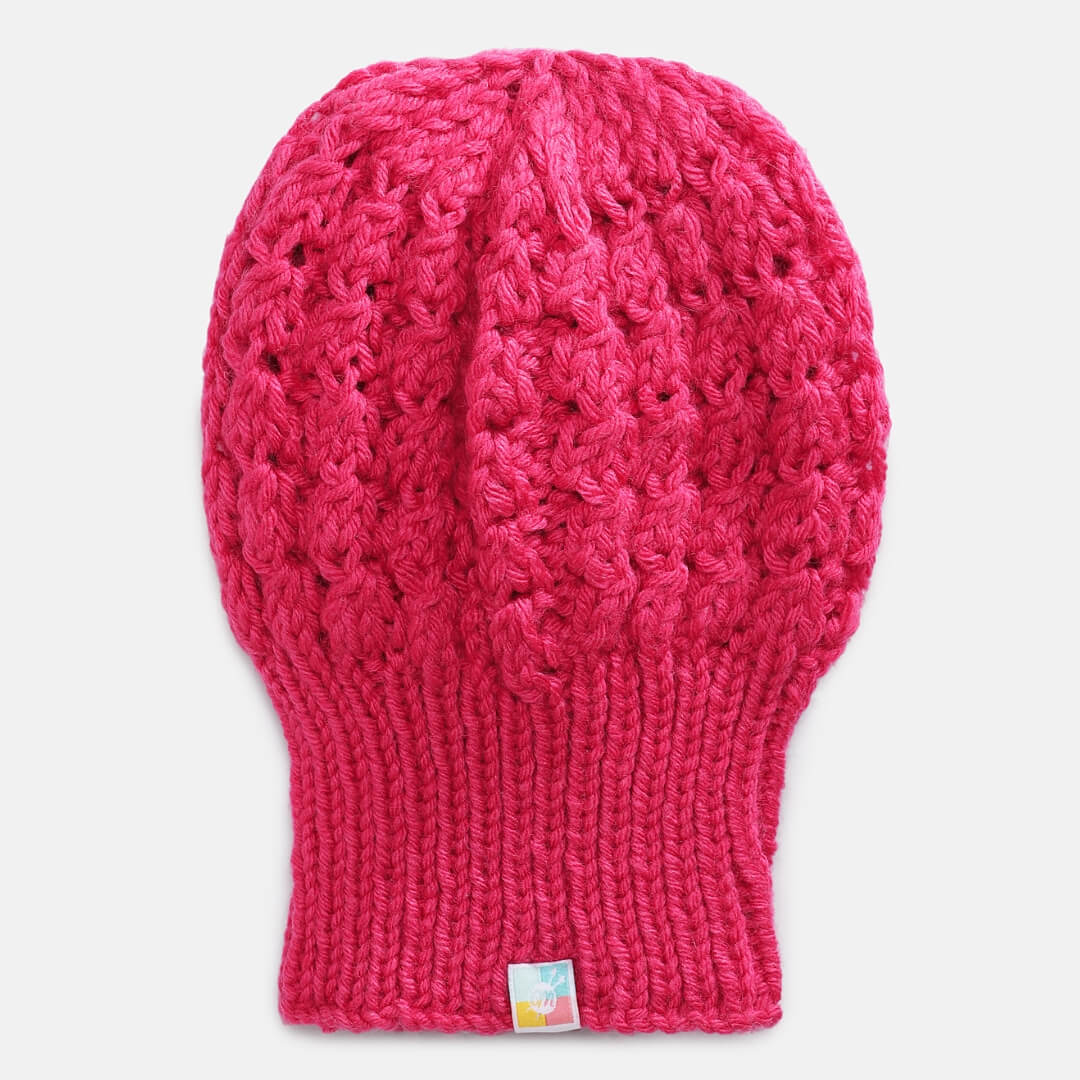 Fuchsia Pink Self-Design Beanie - 821